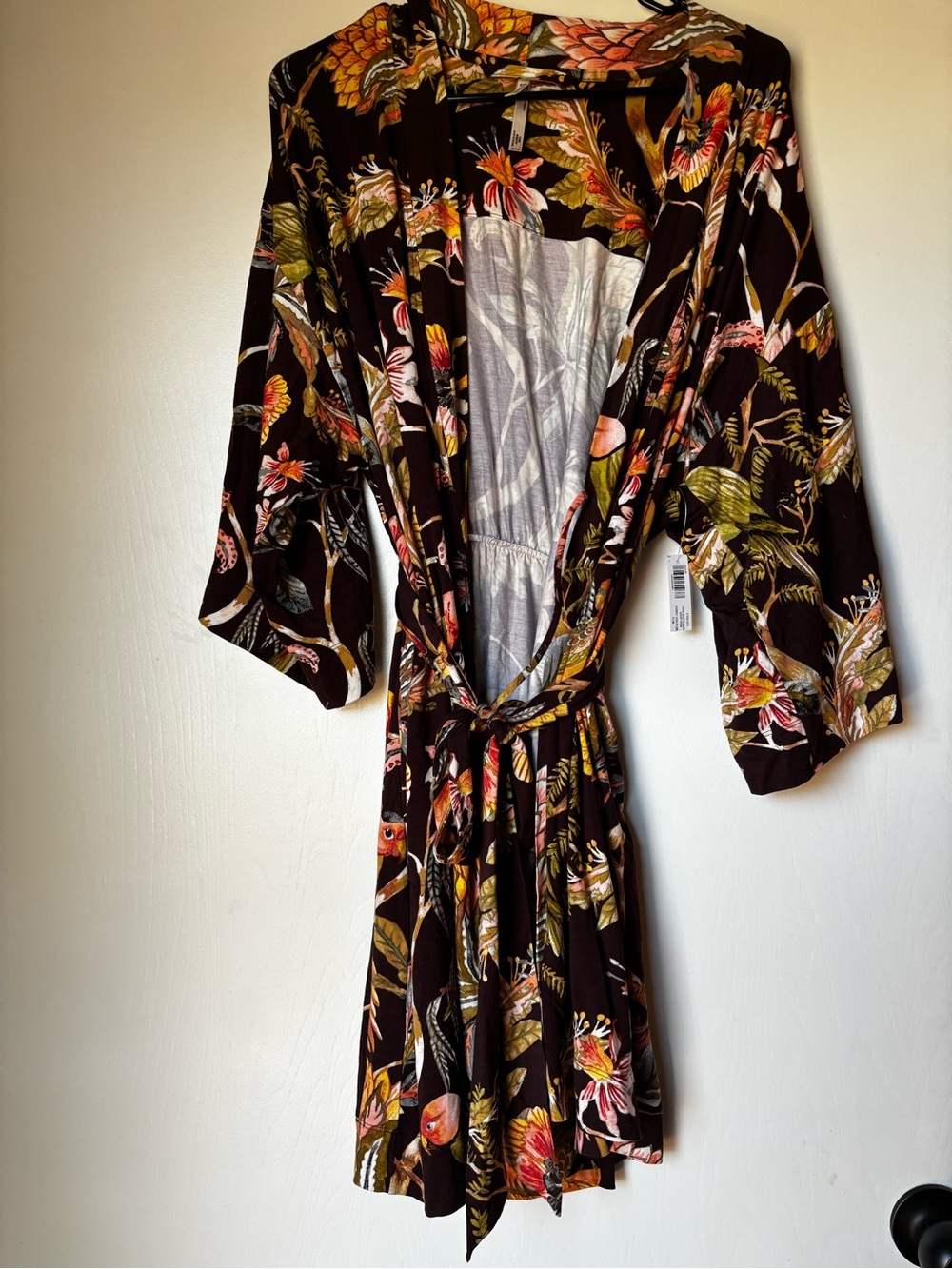 Soma Floral Tropical Print Kimono Robe in Black, Green, Pink, Orange